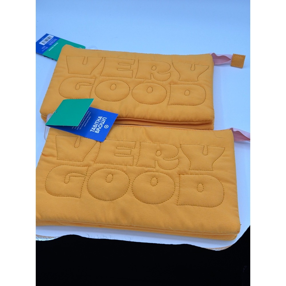 Tabitha Brown for Target Very Good Quilted Travel Pouch Yellow NWT Pack of 2